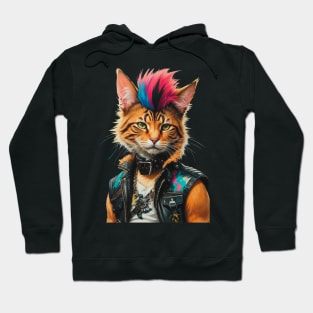 1980s Retro Punk Cat Hoodie